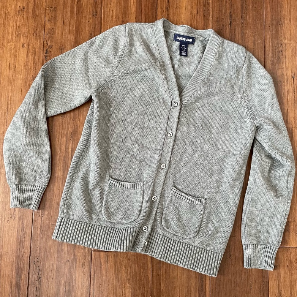 Lands End Girls size 14 cotton cardigan
